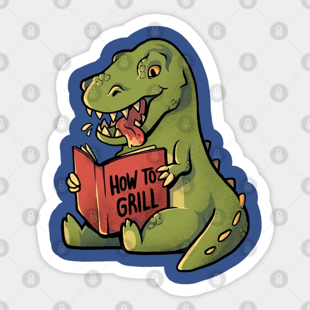 How to Grill  - Funny Cute Dino Gift Sticker by eduely